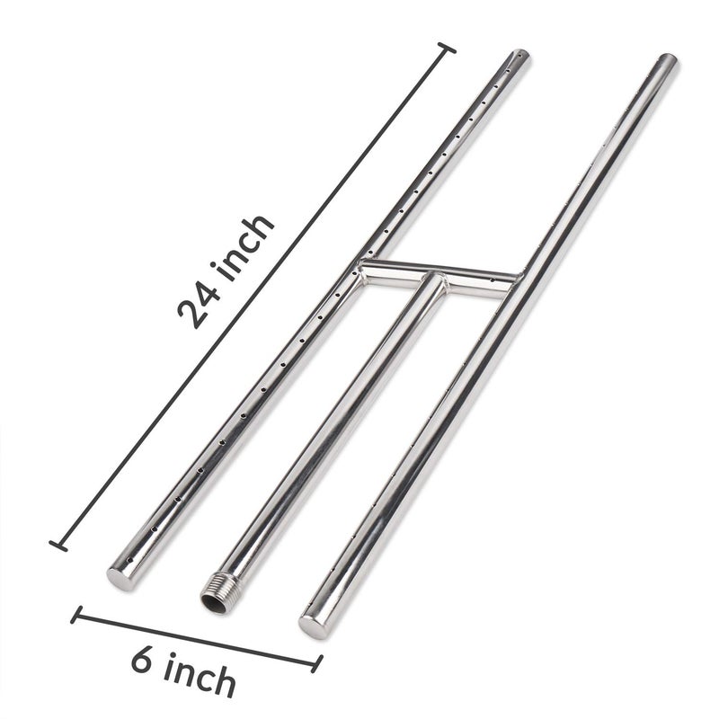 GASPRO 24 x 6 inch Gas Fireplace Burner, Stainless Steel H Burner for Gas Fireplace, Fire Pit, Propane & Natural Gas, Non-Whistle, Easy to Install - Image 2